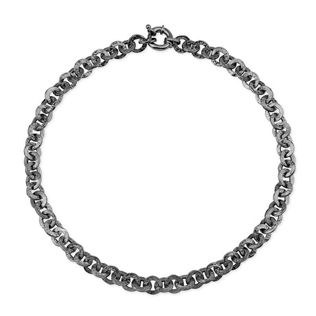 Hammerschlag Collier mit Schmuck Federring in der Länge 45 cm
