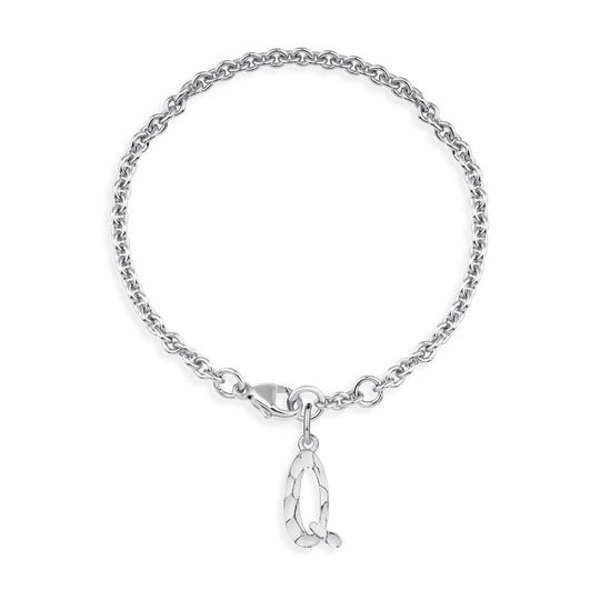 ABC Ankerketten Armband Buchstabe Q mit Schnitzstruktur und Karabiner in der Länge 20 cm