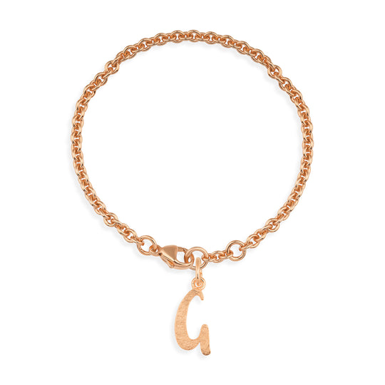 Ankerketten Armband mit Buchstabe G in eismatt mit Karabiner in der Länge 20 cm