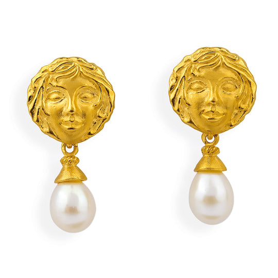 Zeus und Aphrodite Clipohrstecker Aphrodite mit Süßwasserperlpampel