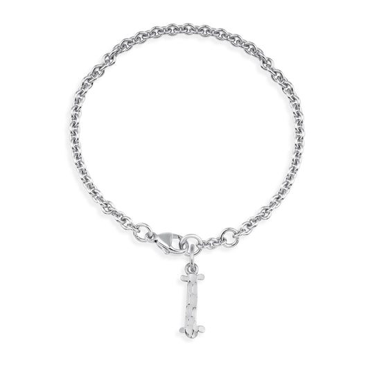 ABC Ankerketten Armband Buchstabe I mit Schnitzstruktur und Karabiner in der Länge 20 cm