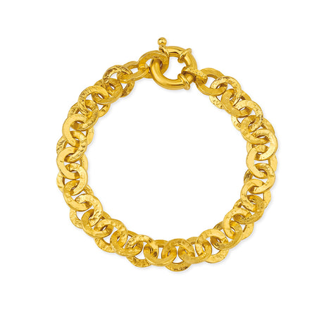 Hammerschlag Armband mit Schmuck Federring in der Länge 21 cm