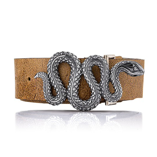 Gürtelschnalle Schlange mit Onyx