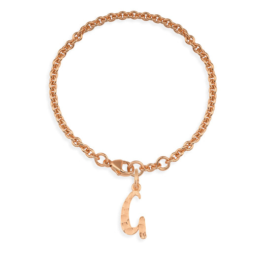 ABC Ankerketten Armband Buchstabe G mit Schnitzstruktur und Karabiner in der Länge 20 cm