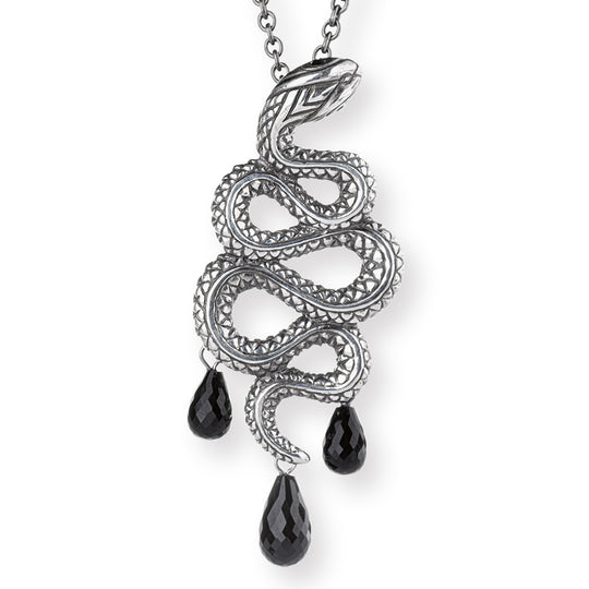 Großer Anhänger Schlange mit Onyx und Onyxpampel
