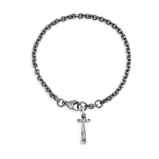 ABC Ankerketten Armband Buchstabe T mit Schnitzstruktur und Karabiner in der Länge 20 cm