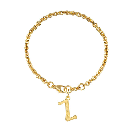 ABC Ankerketten Armband Buchstabe Z mit Schnitzstruktur und Karabiner in der Länge 20 cm