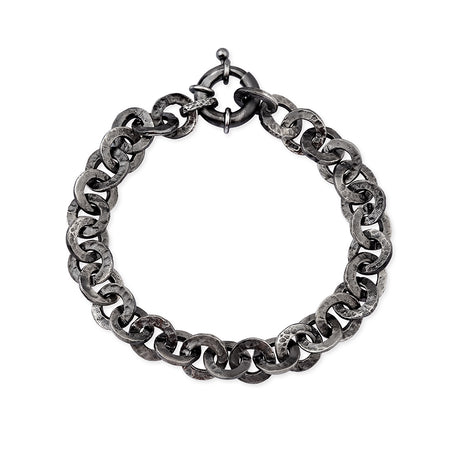 Hammerschlag Armband mit Schmuck Federring in der Länge 21 cm