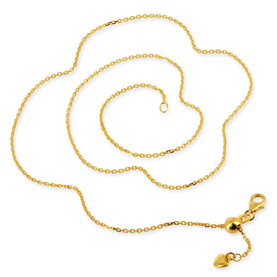 Sensationelle feine diamantierte Ankerkette 1,2 mm aus Silber goldplattiert in der Länge verstellbar von 20 cm bis maximal 50 cm