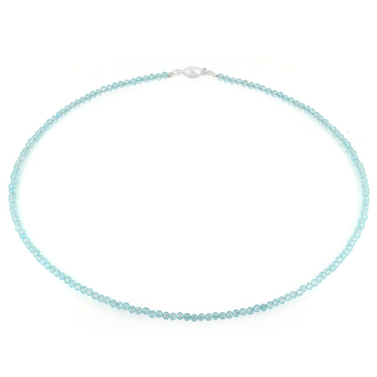 Facettierte Aquamarin Kette mit Tonnenschloss in der Länge 45 cm