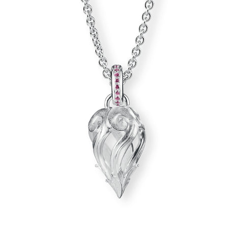 Amelie ma Chere großer Kegel Anhänger und Öse mit pink Saphirpavée