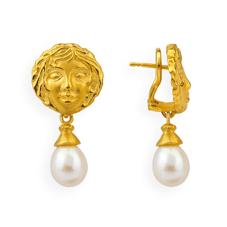 Zeus und Aphrodite Clipohrstecker Aphrodite mit Süßwasserperlpampel