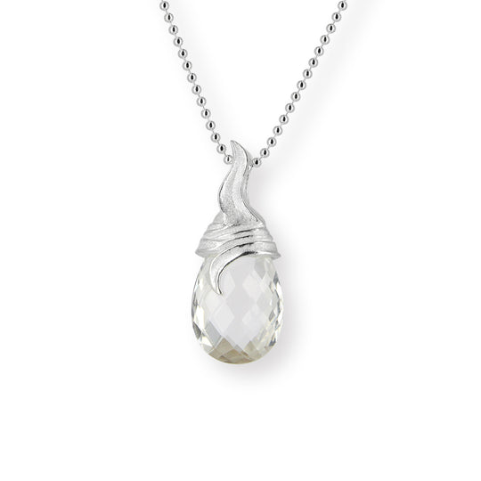 Gräser kleiner Anhänger mit facettierter Bergkristallpampel