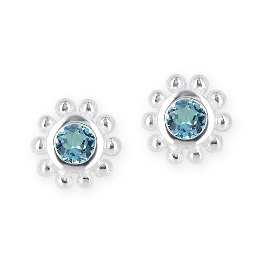 Eiserne Jungfrau kleine Ohrstecker mit facettiertem Topas