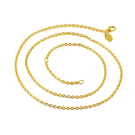 Stabile Ankerkette 2,8 mm aus Silber goldplattiert in der Länge 60 cm Zwischenöse bei 55 cm mit Karabiner