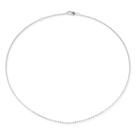 Feine facettierte Kugelkette 1,8 mm aus Silber in der Länge 45 cm Zwischenöse bei 42 cm mit Karabiner