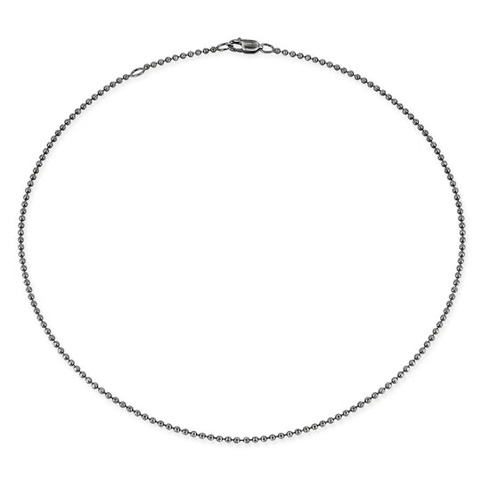 Feine facettierte Kugelkette 1,8 mm aus Silber im Vintagelook in der Länge 45 cm Zwischenöse bei 42 cm mit Karabiner