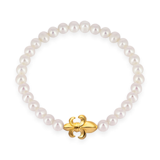 Lilienkönigin Süßwasserperlen Armband mit Lilie in der Länge 20 cm