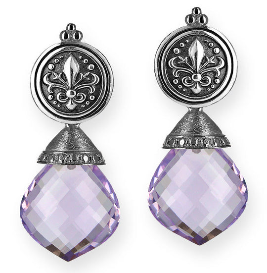 Mächtig Prächtig große Ohrstecker mit facettierten Amethyst Tropfen