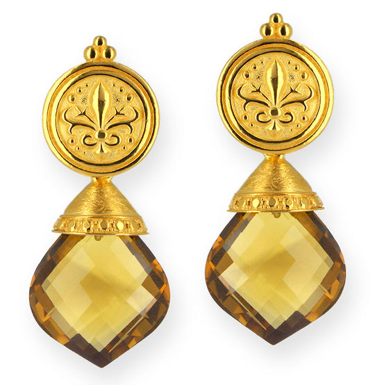 Mächtig Prächtig große Ohrstecker mit facettierten Citrin Tropfen