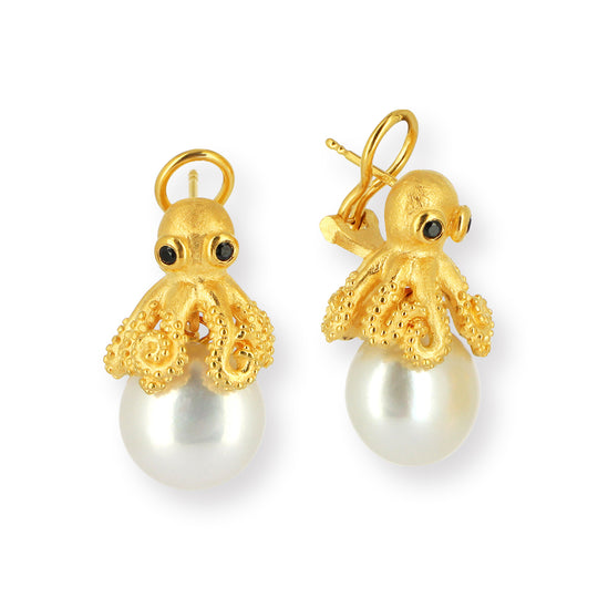 Meeresrauschen Ohrstecker Oktopussy mit Süßwasserperle