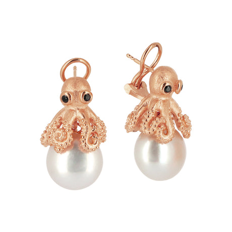 Meeresrauschen große Clipohrstecker Oktopussy Ole Baby mit Perle und Spinell