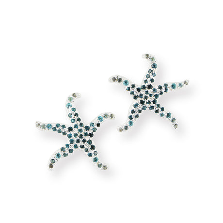 Meeresrauschen Seestern Ohrstecker mit London Blue Topaspavée