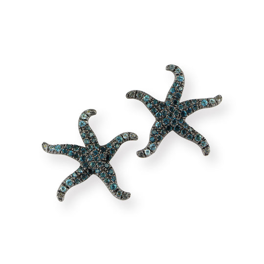 Meeresrauschen Seestern Ohrstecker mit Topaspavée