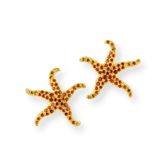 Meeresrauschen Seestern Ohrstecker mit Citrinpavée