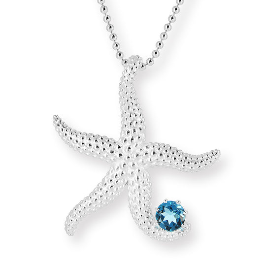 Meeresrauschen großer Seestern Anhänger mit London Blue Topas