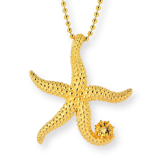 Meeresrauschen großer Seestern Anhänger mit Citrin