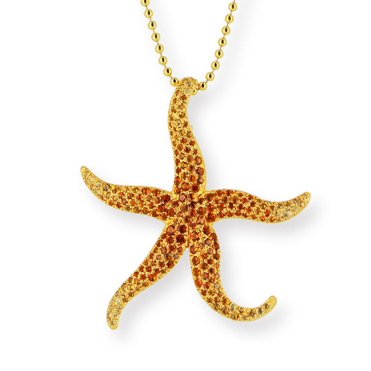 Meeresrauschen großer Seestern Anhänger mit Citrinpavée