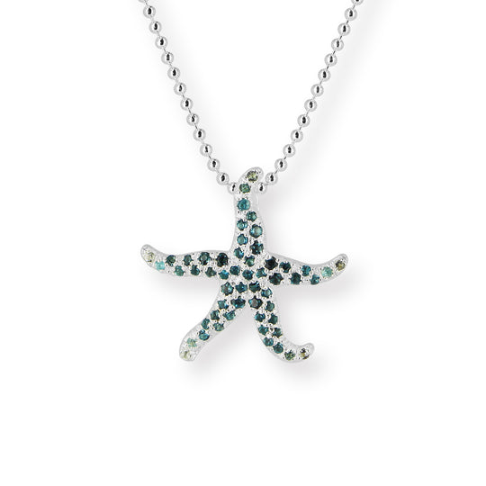 Meeresrauschen kleiner Seestern Anhänger mit London Blue Topaspavée