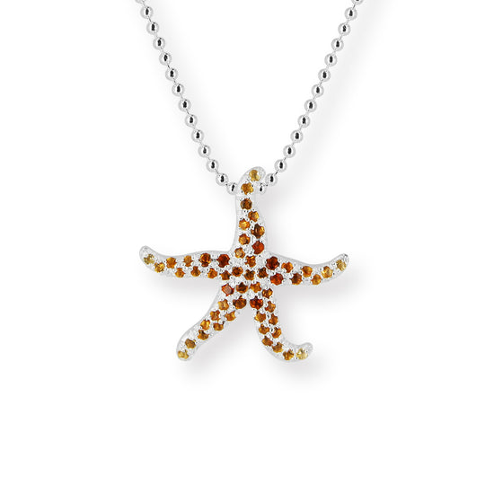 Meeresrauschen kleiner Seestern Anhänger mit Citrinpavée