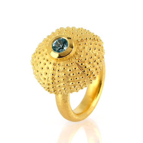 Meeresrauschen Seeigelchen Ring mit Topas