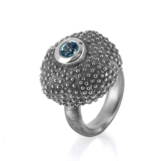 Meeresrauschen Seeigelchen Ring mit Topas