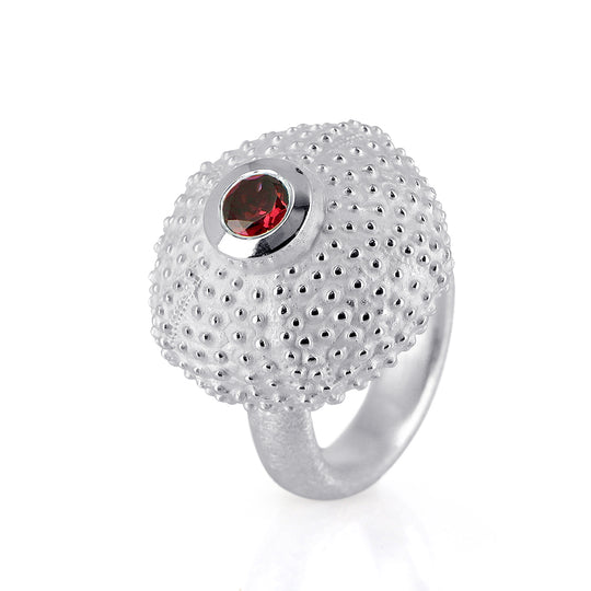 Meeresrauschen Seeigelchen Ring mit Rhodolith