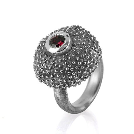Meeresrauschen Seeigelchen Ring mit Rhodolith