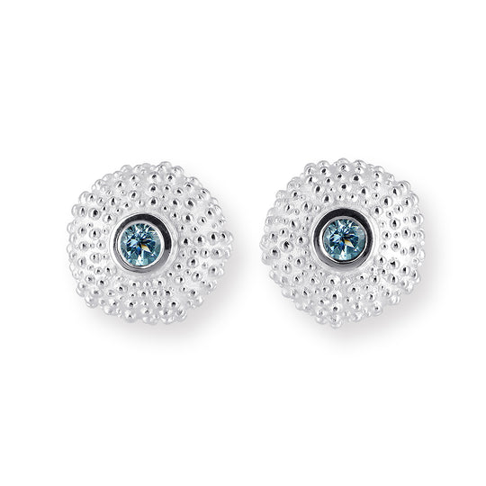 Meeresrauschen Seeigelchen Ohrstecker mit Topas