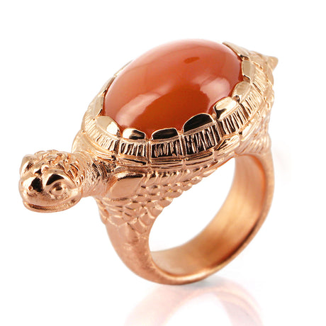 Meeresrauschen großer Turtle Ring mit orangenem Mondstein