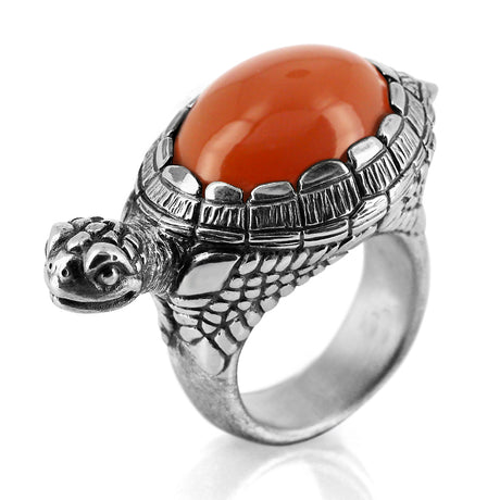 Meeresrauschen großer Turtle Ring mit orangenem Mondstein
