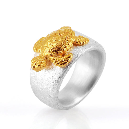 Meeresrauschen mittlerer Turtle Ring Bicolor