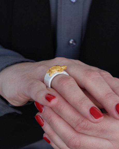 Meeresrauschen mittlerer Turtle Ring Bicolor