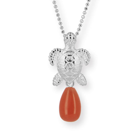 Meeresrauschen kleiner Turtle Anhänger mit orangener Mondsteinpampel