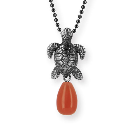 Meeresrauschen kleiner Turtle Anhänger mit orangener Mondsteinpampel