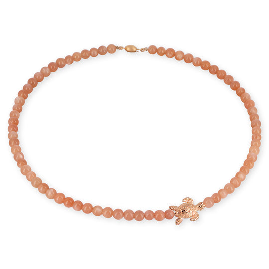 Meeresrauschen orangene Mondstein Kette mit Turtle in der Länge 45 cm