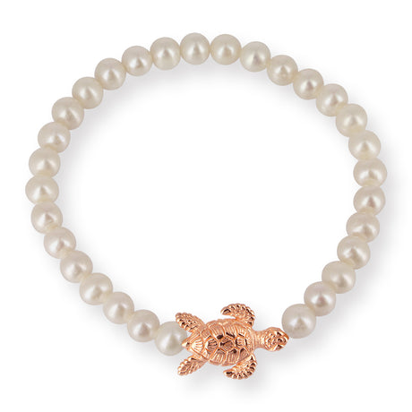 Meeresrauschen Süßwasserperlen Armband mit Turtle in der Länge 19,5 cm