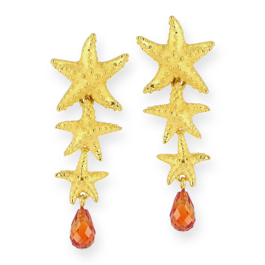 Neptuns Garden Seestern Clipohrstecker mit syth. Padparatschapampeln