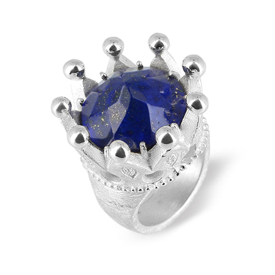 Schneewittchen großer Ring mit facettierem Lapislazuli