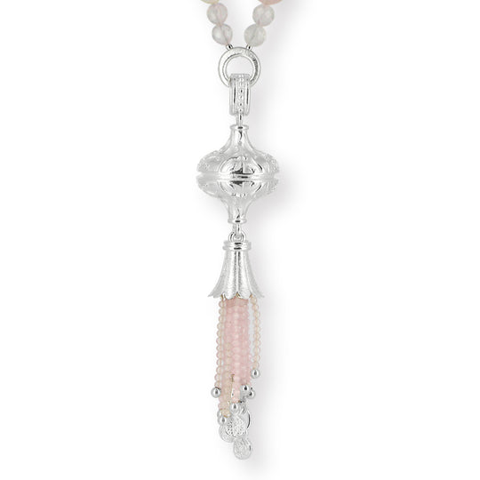 1001 Nacht mittlerer Anhänger mit Rosenquarzquaste und Klappöse